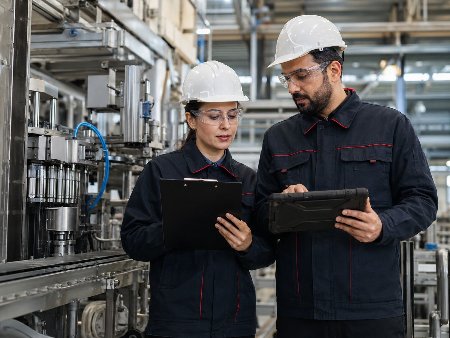 ISO 9001 denetimi için kalite yönetim sistemi kayıtlarını inceleyen uzmanlar